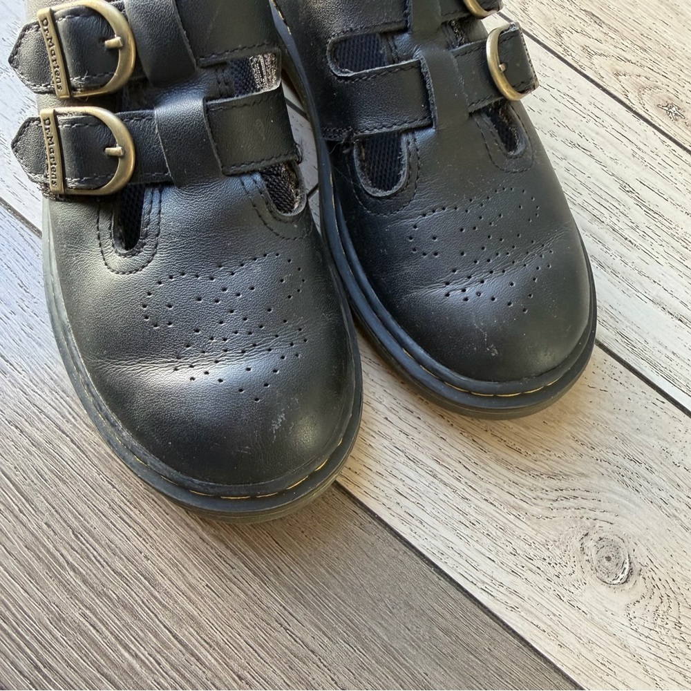 Dr. Martens Kids Black Leather Mary Jane Shoes - Picture 4 of 7